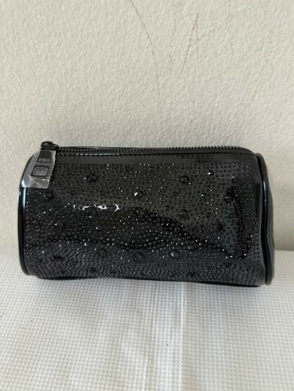 Steve Madden Black Rhinestone Cosmetic Case Pouch Clutch NWOT
